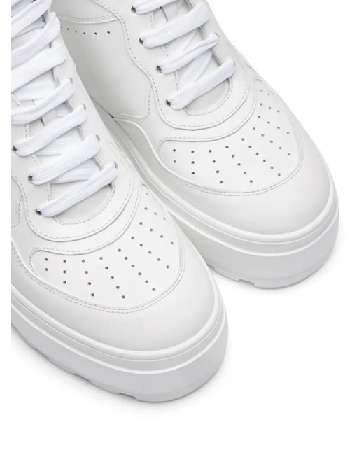 Casadei White High-Top Leather Sneakers