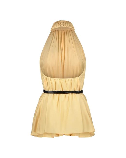 Ellery Metallic Pleated Halterneck Top