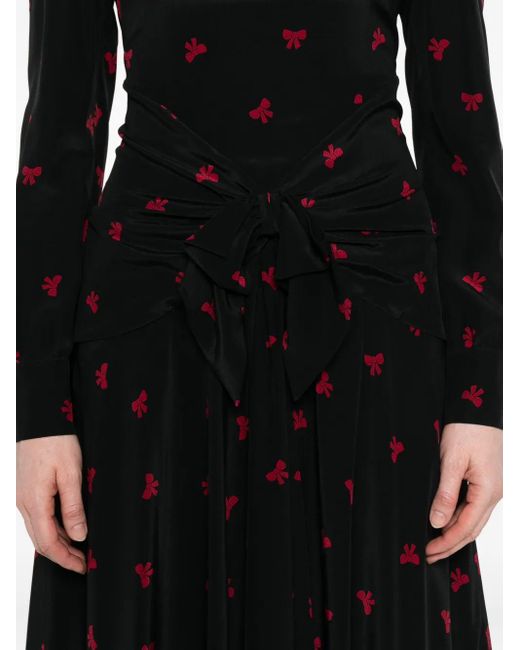 Alessandra Rich リボンプリント シルクドレス Black