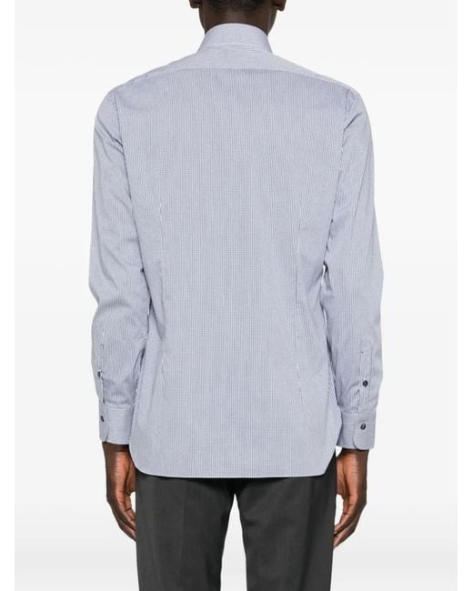 Barba Napoli Blue Checked Shirt for men