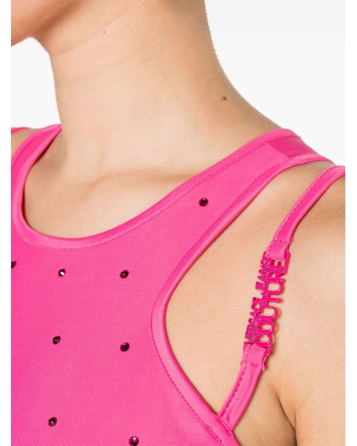 Versace Pink Crystal-embellished Halterneck Jumpsuit