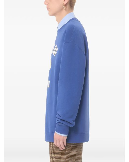 Valentino Garavani Blue Panther-Print Cotton Sweatshirt for men