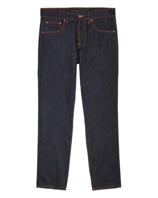 Nudie Jeans Blue Ollie Contrast-Stitch Denim Jeans for men