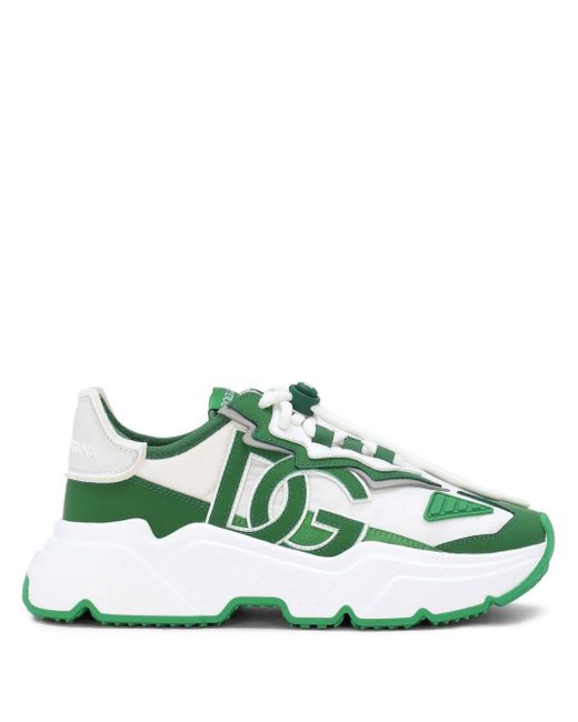 Dolce & Gabbana Green Mixed-Materials Daymaster Sneakers