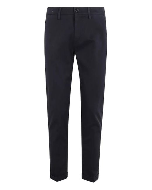 Re-hash Blue Cuffed Cotton-Blend Chinos for men