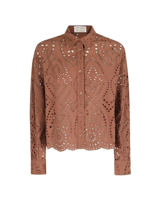Mc2 Saint Barth Brown Oriane Broderie Anglaise Shirt
