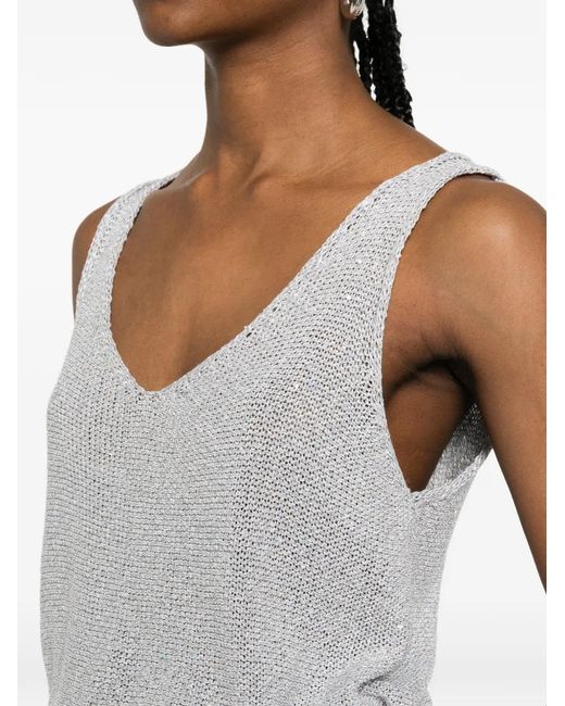 Panicale White V-Neck Knitted Vest
