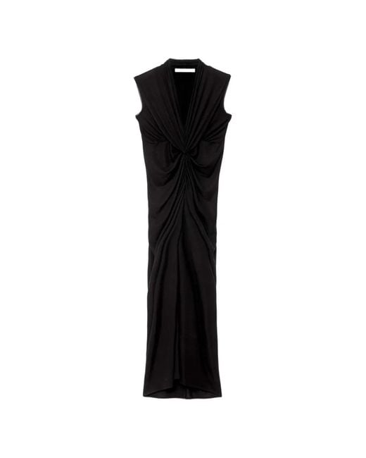 AllSaints Black Ruched Jersey Maxi Dress