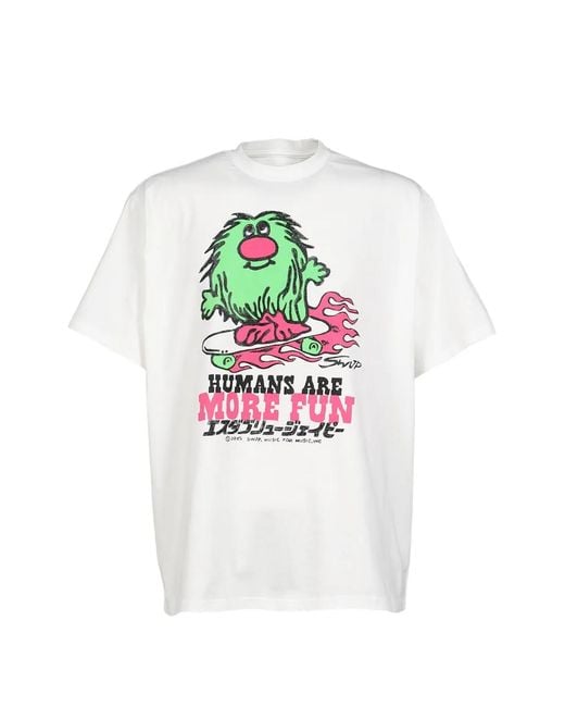 SWJP White Mossy Moe Graphic-Print T-Shirt for men