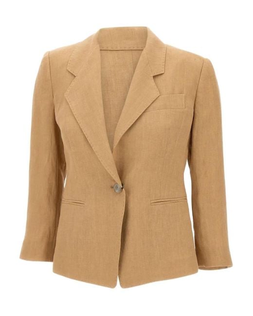Blazer Biella En Lin Marella en coloris Natural