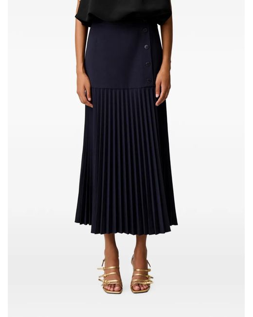 Claudie Pierlot Blue Pleated A-Line Skirt