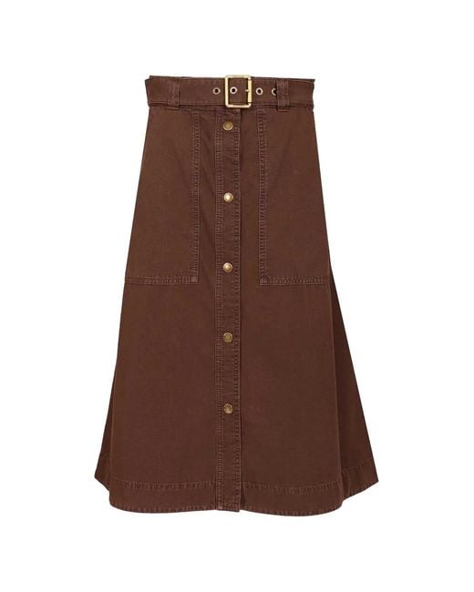 Moncler Brown Midi Buttoned Skirt