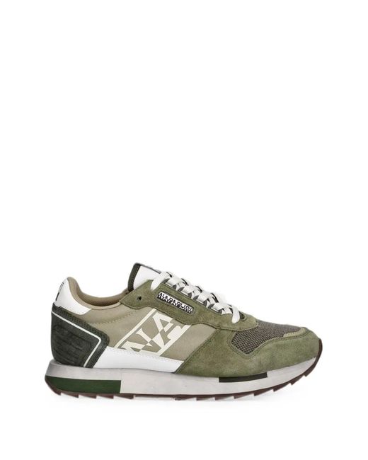 Napapijri Green Virtus Nys Logo-Patch Panelled Sneakers for men
