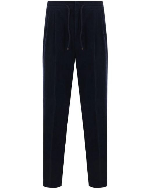 Brunello Cucinelli Blue Tapered-Leg Corduroy Track Pants for men