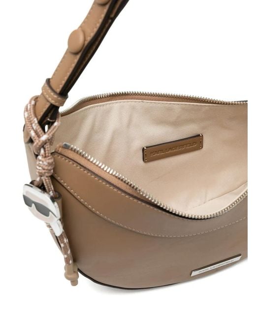 Karl Lagerfeld Brown Ikon Smooth Halfmoon Shoulder Bag