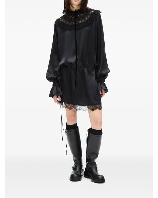 Ann Demeulemeester Black Armida Ruffle-Collar Mini Dress