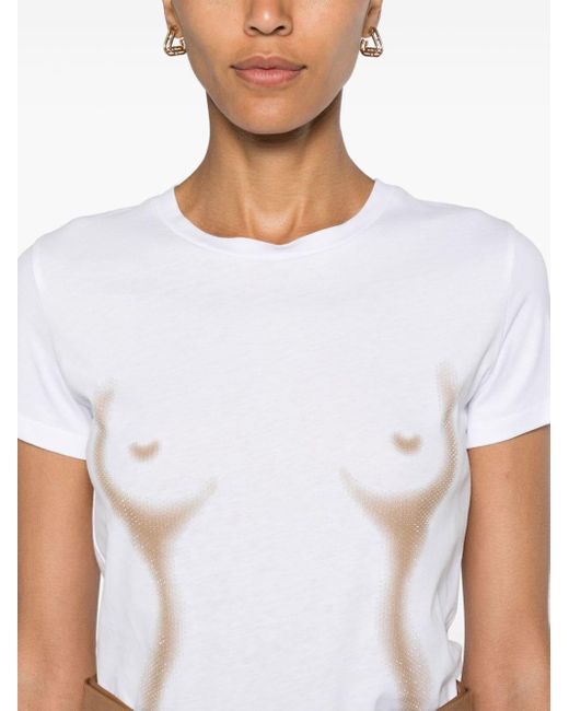 Camiseta con apliques de strass Elisabetta Franchi de color White