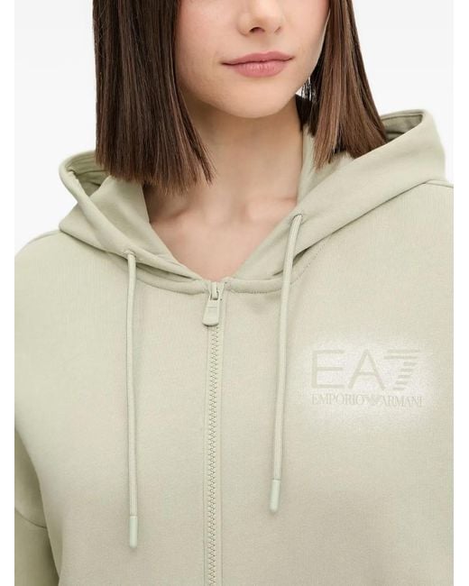 EA7 Natural Logo-Print Track Pants