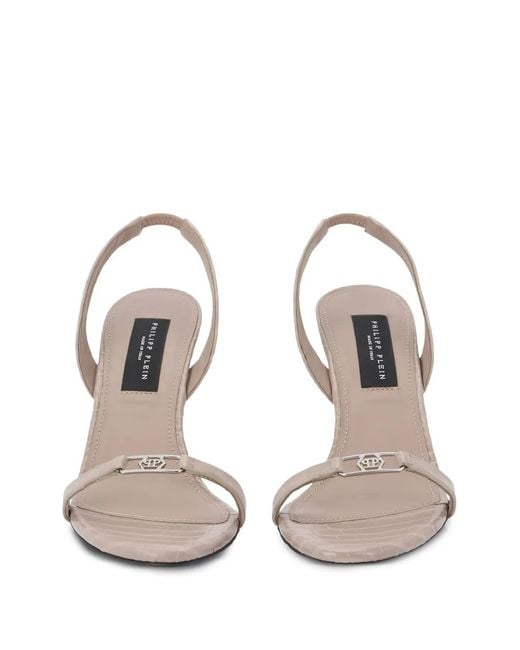 Philipp Plein White Hexagon Croc-Effect Sandals