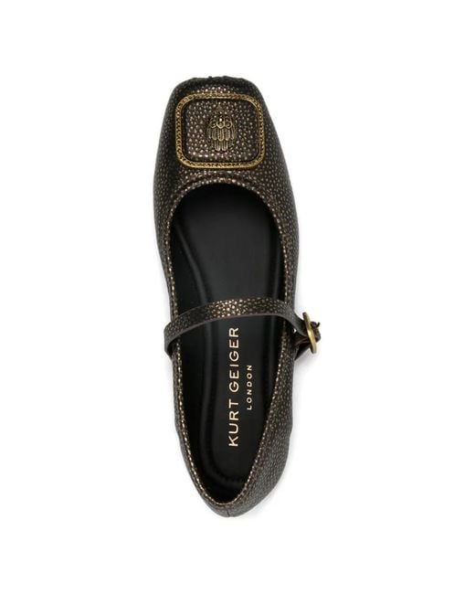 Kurt Geiger White Buckle-Strap Ballet Flats