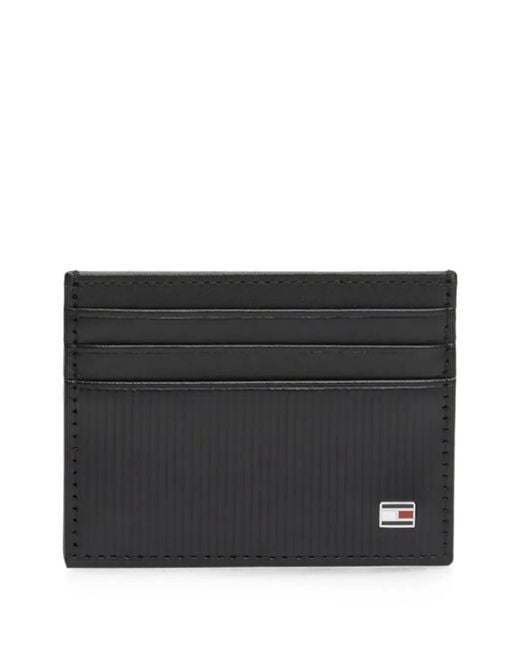 Tommy Hilfiger Black Flag-Plaque Ribbed Card Holder for men