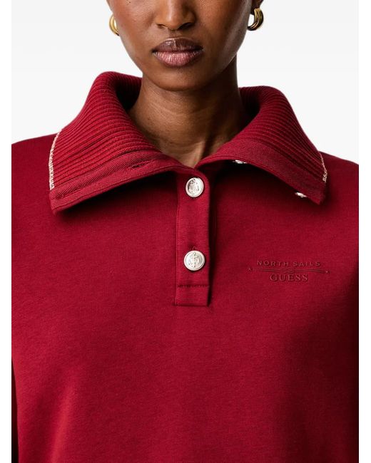 Guess Logo-Embroidered Ribbed-Trim Hoodie