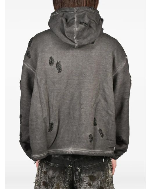 THUG CLUB Gray Rock Distressed Hoodie for men