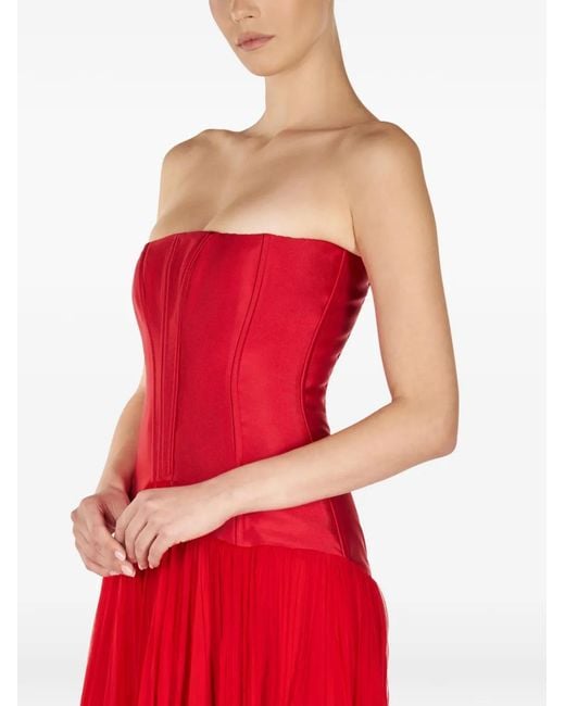 ARAFTU Red Corset Tie-Fastening Maxi Dress