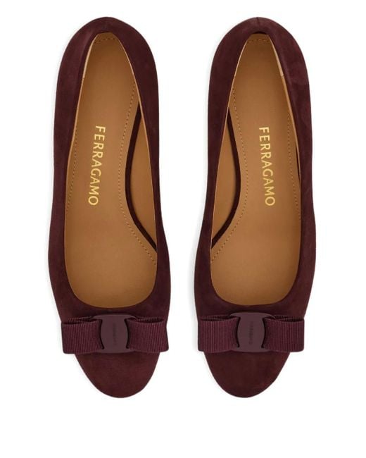 Ferragamo Brown Vara Bow-Detail Pumps