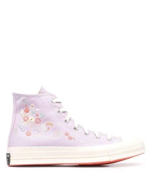 Converse Purple Chuck 70 Floral-embroidered Sneakers