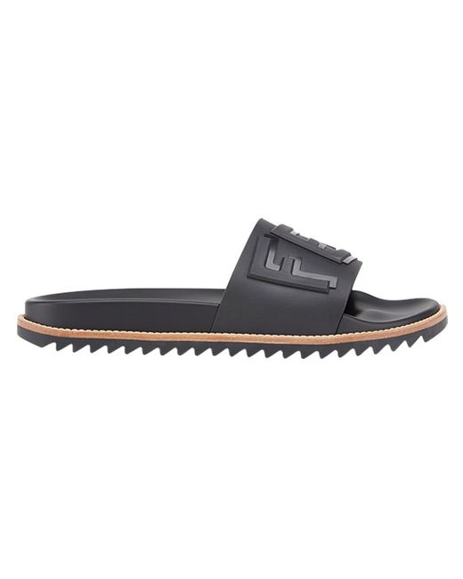 Chanclas con logo en relieve Fendi de Cuero de color Negro para hombre:  ahorra un 37 % | Lyst