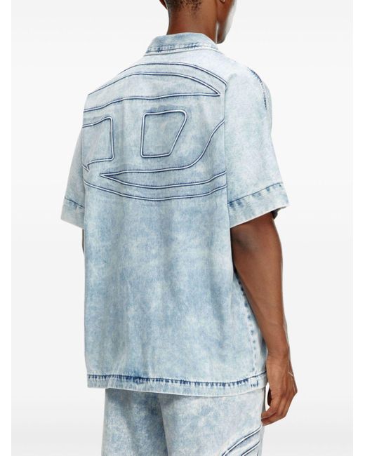 DIESEL Blue D-nabil-s Short-sleeved Denim Shirt for men