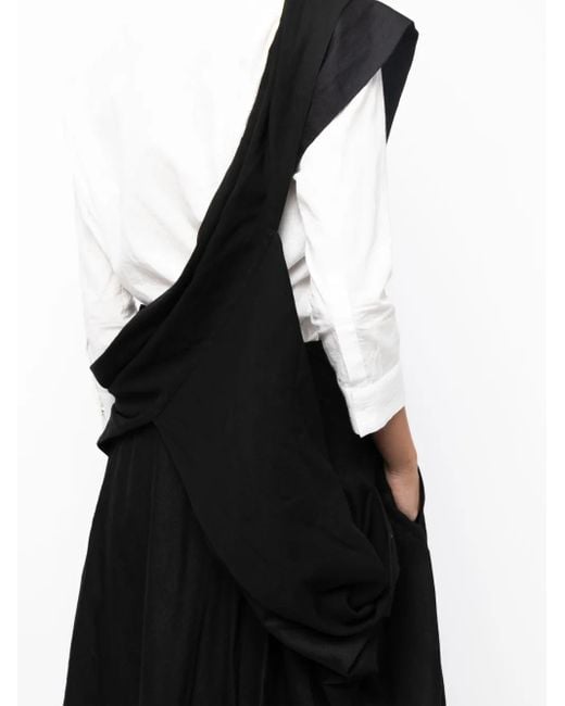 Yohji Yamamoto Black Asymmetric-Design Cotton Dress