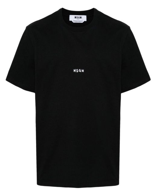 Camiseta con logo estampado MSGM de hombre de color Black