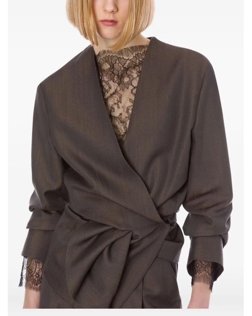 Alberta Ferretti Brown Ruched-Detailing Blouse