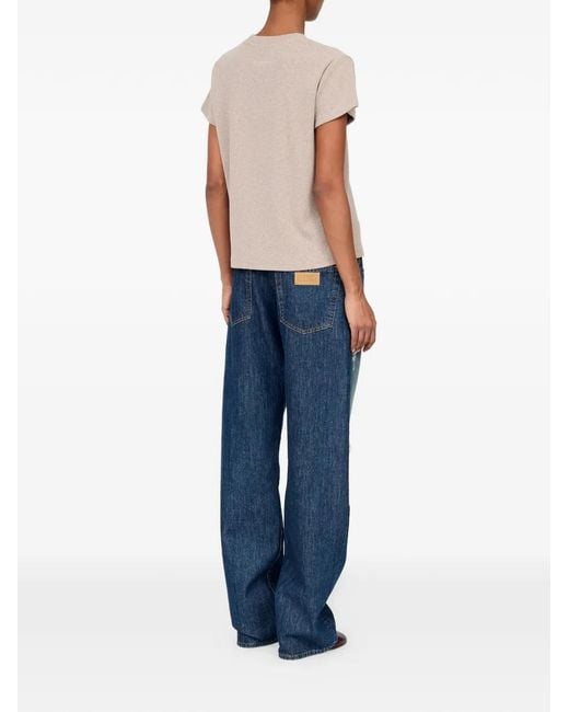 MM6 by Maison Margiela Gray Wool-Blend Rib-Jersey T-Shirt