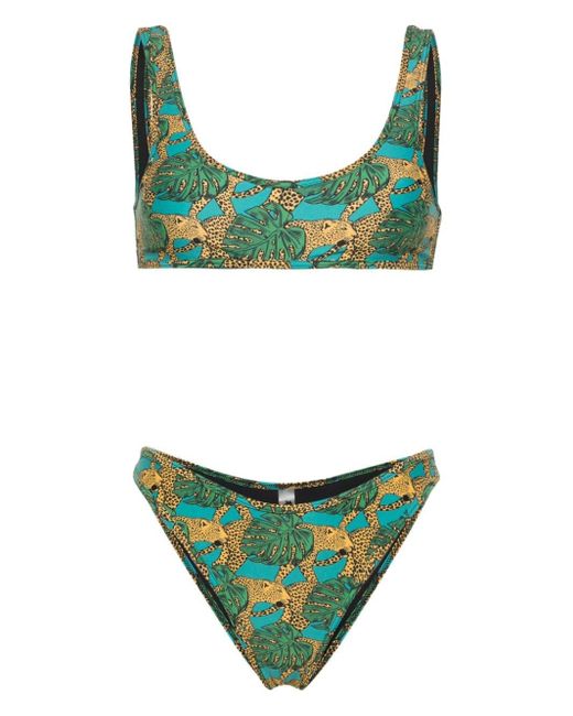 Reina Olga Green Coolio Jungle Fever-print Bikini Set