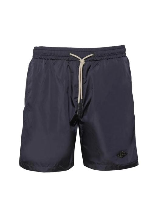 Low Brand Blue Logo-Patch Drawstring Swim Shorts for men