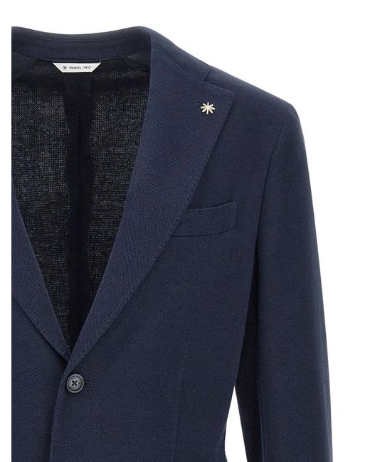 Manuel Ritz Blue Patch-Pocket Single-Breasted Blazer for men