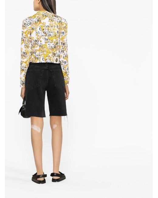 Versace Jeans Couture Metallic Logo-Print Cropped Jacket