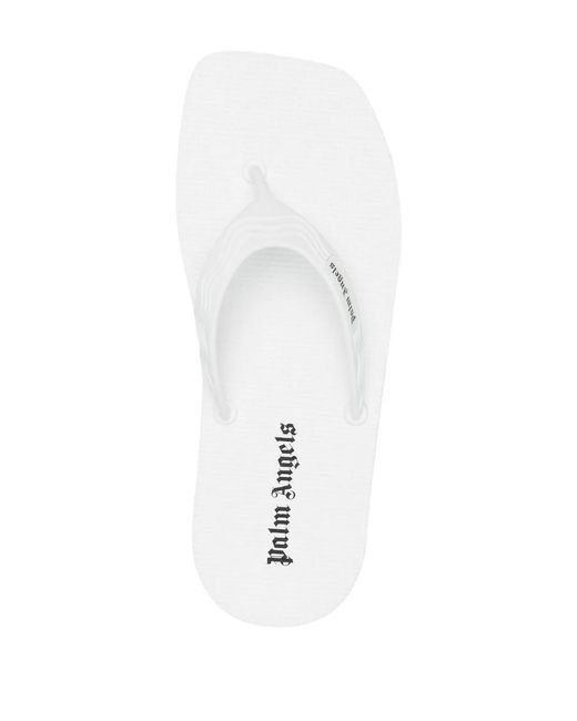Palm Angels White Flip Flops With Logo