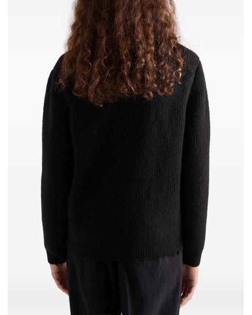 Prada Black Pendant Wool Crew-neck Sweater for men