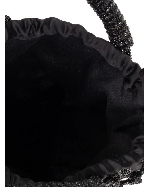 Kurt Geiger Black Small Macramé Crystal-Embellished Tote Bag