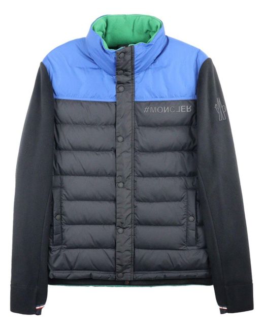 Moncler Blue Zip-up Panelled Puffer Jacket for men