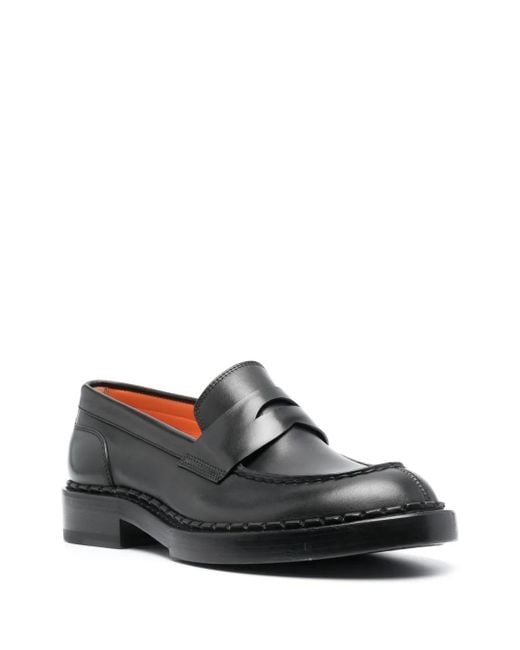 Santoni Black Loafers