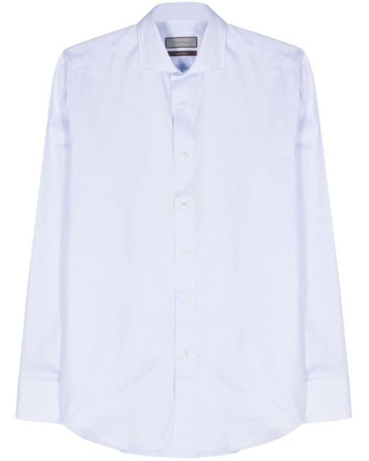 Canali White Textured Cotton Shirt for men
