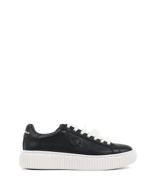 Karl Lagerfeld White Embossed Platform Sneakers for men