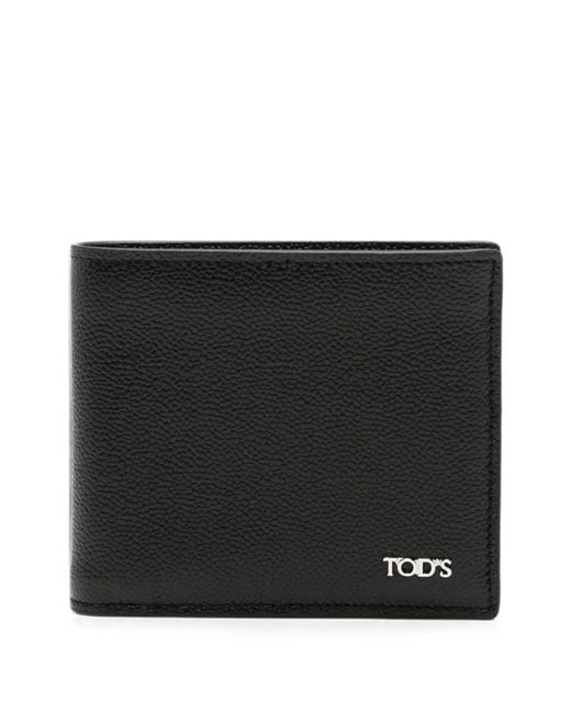 Tod's Black Logo-Plaque Pebbled-Leather Wallet for men
