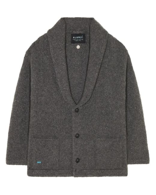 Alanui Gray Finest Ribbed Cardigan for men