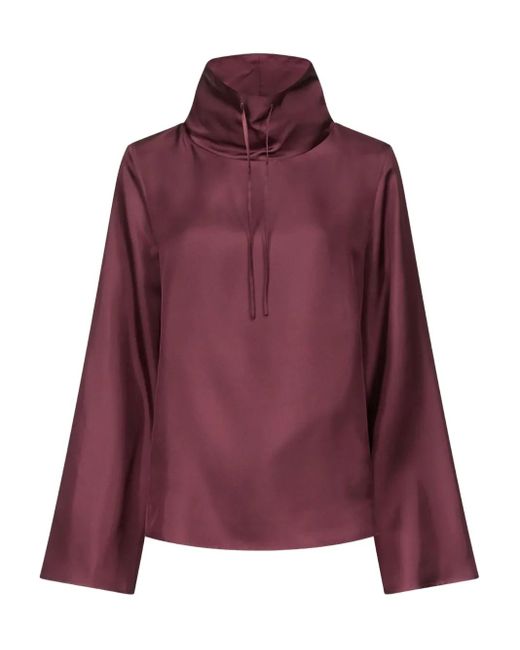 Loulou de Saison Purple Drawstring-Neck Wide-Sleeve Top